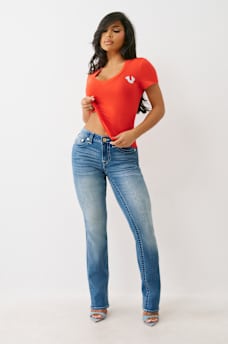 CRYSTAL TRUE LOGO V NECK TEE, image 3