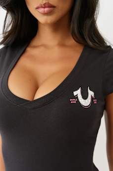 CRYSTAL LOGO LOW PLUNGE TEE, image 6
