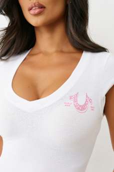 CRYSTAL LOGO LOW PLUNGE TEE, image 5