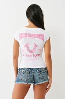 CRYSTAL LOGO LOW PLUNGE TEE, image 1