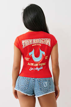 CRYSTAL LOGO LOW PLUNGE TEE, image 5