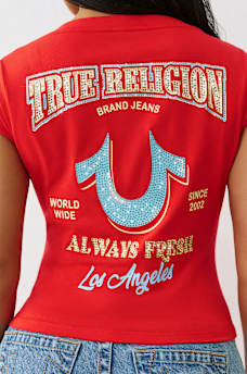 CRYSTAL LOGO LOW PLUNGE TEE, image 1