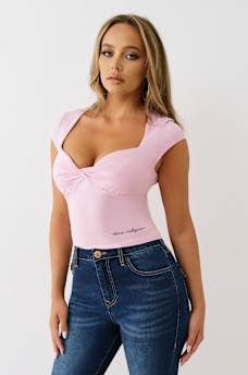 TWIST FRONT CAP SLEEVE TOP, image 3