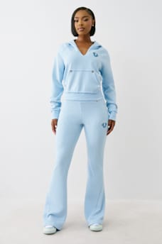 EMBROIDERED TERRY V NOTCH HOODIE, image 3