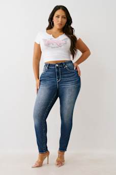 PLUS JENNIE MID RISE BUDDHA POCKET CURVY SKINNY JEAN, image 3