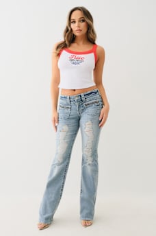 BECCA DISTRESSED ZIP POCKET BOOTCUT JEAN, image 2