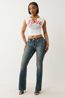 BECCA MID RISE BIG T BOOTCUT JEAN, image 3