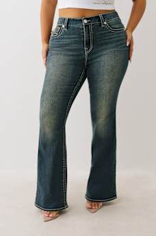 PLUS BECCA MID RISE BIG T BOOTCUT JEAN, image 1