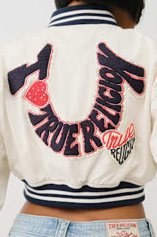  'I LOVE TRUE RELIGION' CROPPED VARSITY JACKET, image 7
