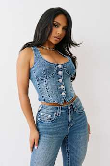 DENIM BUSTIER TOP, image 2