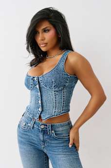 DENIM BUSTIER TOP, image 4