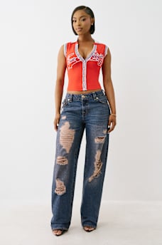 DISTRESSED MID RISE RELAXED STRAIGHT JEAN, image 3