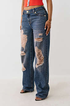 DISTRESSED MID RISE RELAXED STRAIGHT JEAN, image 5