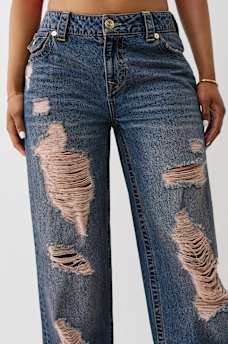 DISTRESSED MID RISE RELAXED STRAIGHT JEAN, image 6