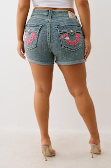 PLUS JENNIE ‘I LOVE TRUE RELIGION’ MID RISE ROLLED SHORT, image 5