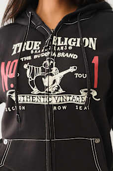 RETRO BIG T BOYFRIEND ZIP HOODIE, image 4