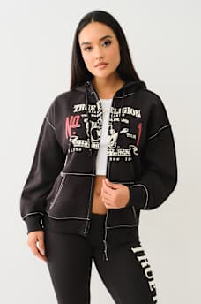 RETRO BIG T BOYFRIEND ZIP HOODIE, image 1