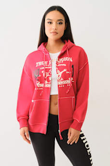 RETRO BIG T BOYFRIEND ZIP HOODIE, image 1