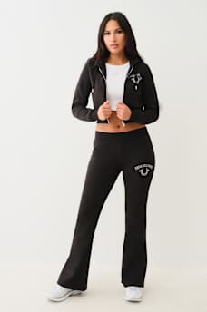 CRYSTAL LOGO CROP ZIP HOODIE, image 3