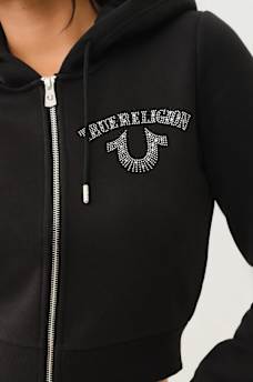 CRYSTAL LOGO CROP ZIP HOODIE, image 5