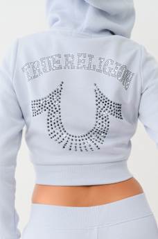 CRYSTAL LOGO CROP ZIP HOODIE, image 4