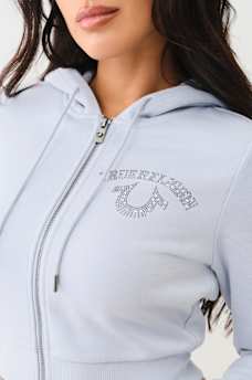 CRYSTAL LOGO CROP ZIP HOODIE, image 5