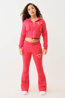 CRYSTAL LOGO CROP ZIP HOODIE, image 3