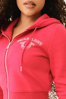CRYSTAL LOGO CROP ZIP HOODIE, image 5