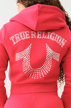 CRYSTAL LOGO CROP ZIP HOODIE, image 6
