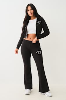 CRYSTAL LOGO MID RISE BOOTCUT SWEAT PANT, image 2
