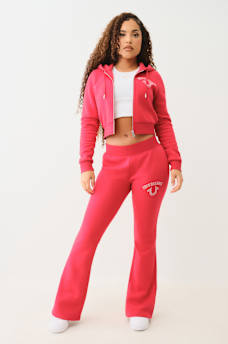 CRYSTAL LOGO MID RISE BOOTCUT SWEAT PANT, image 2
