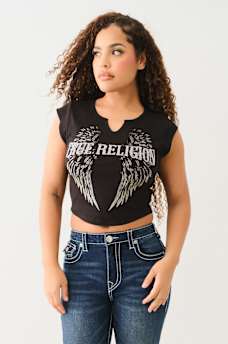CRYSTAL LOGO WINGED NOTCH BABY TEE, image 1