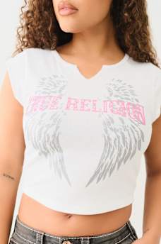 CRYSTAL LOGO WINGED NOTCH BABY TEE, image 3