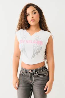 CRYSTAL LOGO WINGED NOTCH BABY TEE, image 1