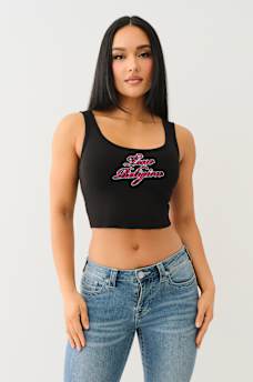 CRYSTAL LOGO RAW HEM TANK, image 2
