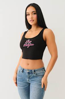 CRYSTAL LOGO RAW HEM TANK, image 4
