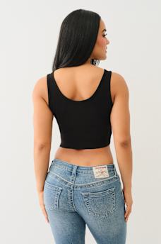 CRYSTAL LOGO RAW HEM TANK, image 5