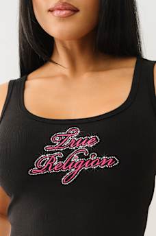 CRYSTAL LOGO RAW HEM TANK, image 1
