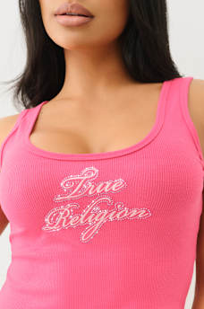 CRYSTAL LOGO RAW HEM TANK, image 1