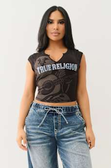 RIBBED BUDDHA LOGO NOTCH BABY TEE, image 2