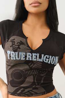 RIBBED BUDDHA LOGO NOTCH BABY TEE, image 1
