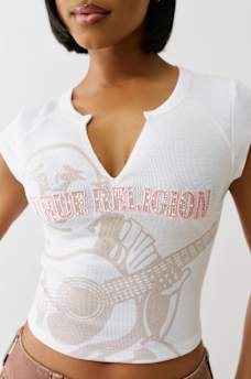 RIBBED BUDDHA LOGO NOTCH BABY TEE, image 1