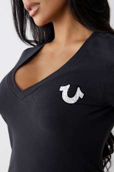 CRYSTAL WORLD TOUR V NECK TEE, image 4