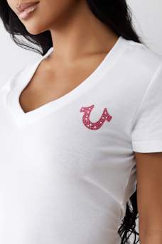 CRYSTAL WORLD TOUR V NECK TEE, image 4