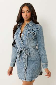 GEORGIA SUPER QT BELTED SHIRT DRESS, image 4