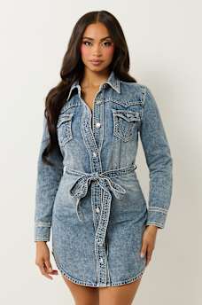 GEORGIA SUPER QT BELTED SHIRT DRESS, image 1