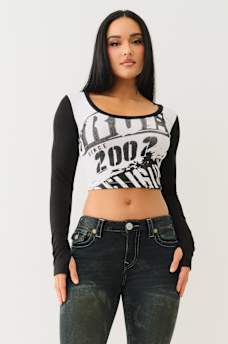 COLORBLOCK RIBBED SCOOP NECK TEE, image 2