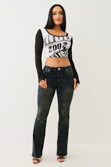 COLORBLOCK RIBBED SCOOP NECK TEE, image 3