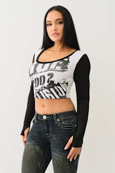 COLORBLOCK RIBBED SCOOP NECK TEE, image 4