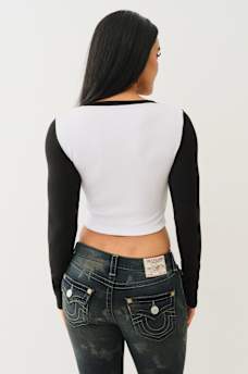 COLORBLOCK RIBBED SCOOP NECK TEE, image 5